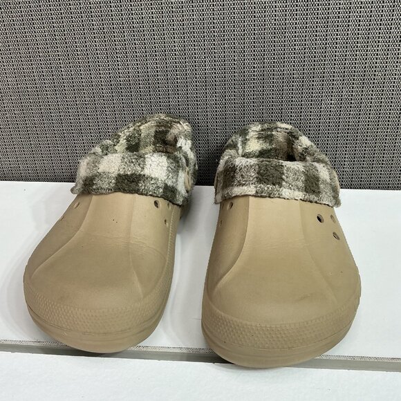Crocs Women's Classic Lined Clog Slippers Beige & Plaid Size 9/11 - Picture 2 of 9